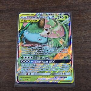 Pokemon Tag Team Venusaur & Snivy GX #1 Sm Cosmic Eclipse Ultra Rare Holo card